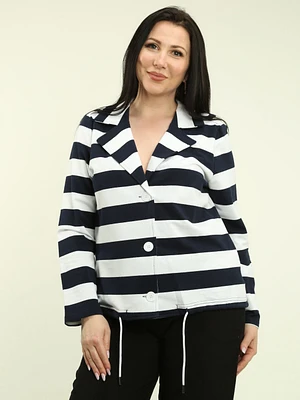 Notch Collar Striped Jacket