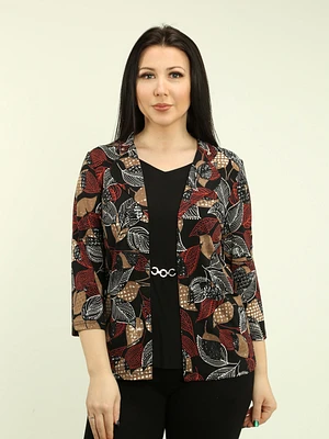 Textured Print V-Neck Fooler Top