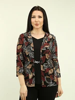Textured Print V-Neck Fooler Top