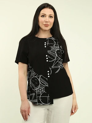 Geometric Button Décor Blouse