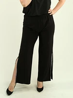 Slit Rhinestone Palazzo Pants