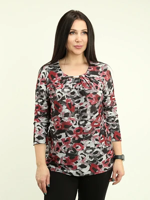 Pleated Multi-Print Top