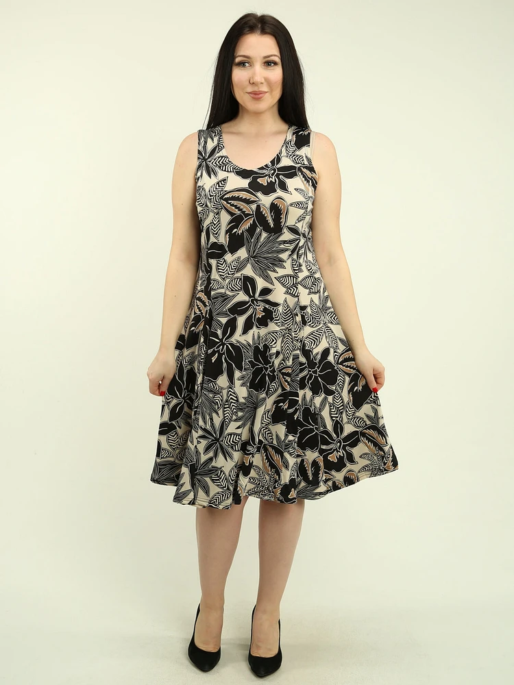 Multi-Print Panel Flare Dress