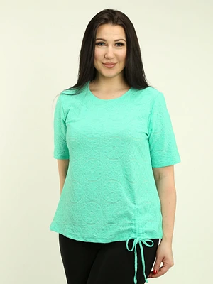 Textured Drawstring Hem Top