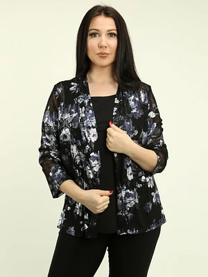 Floral Mesh Foil Fooler Top