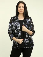 Floral Mesh Foil Fooler Top