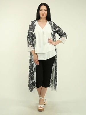 Long Mesh Open Cardigan