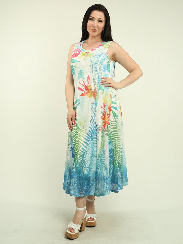 Tropical Breeze Keyhole Maxi Dress