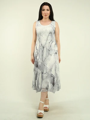 Leaves & Floral Mesh Midi Dress