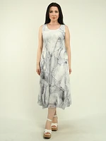 Leaves & Floral Mesh Midi Dress
