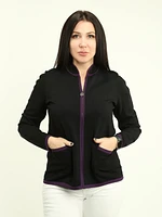 Contrast Trim Zip Cardigan