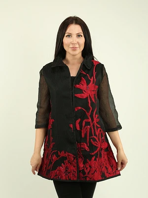 Sheer Floral Pattern Jacket