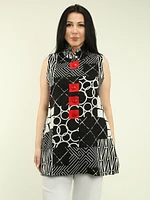 Ruffle Stand Collar Sleeveless Tunic