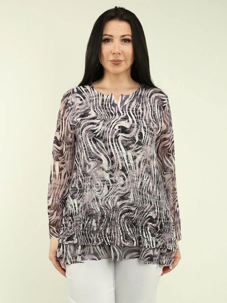 Chiffon Mesh Layered Blouse