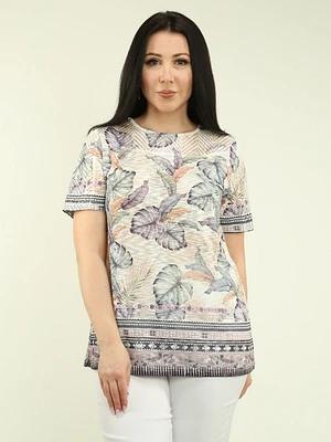 Leaf Print Mesh Top