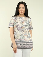 Leaf Print Mesh Top