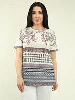 Floral & Geometric Patterned Mesh Top
