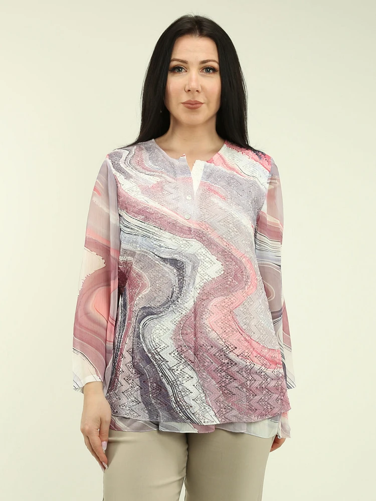 Layered Chiffon Lace Blouse
