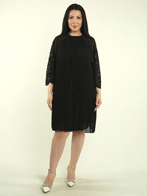 Pleated Bell Sleeves Chiffon Dress