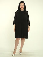 Pleated Bell Sleeves Chiffon Dress