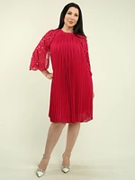 Pleated Bell Sleeves Chiffon Dress