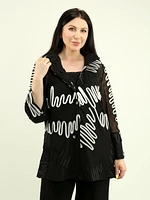 Squiggle Appliqué Mesh Jacket