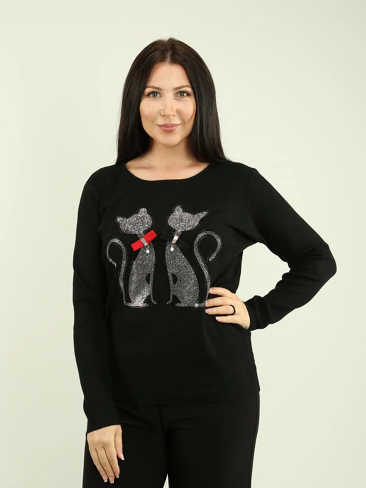 Rhinestone Cat Sweater