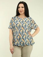 Geometric Batwing Chiffon Bubble Top
