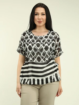 Diamond Stripe Batwing Chiffon Bubble Top