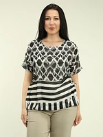 Diamond Stripe Batwing Chiffon Bubble Top