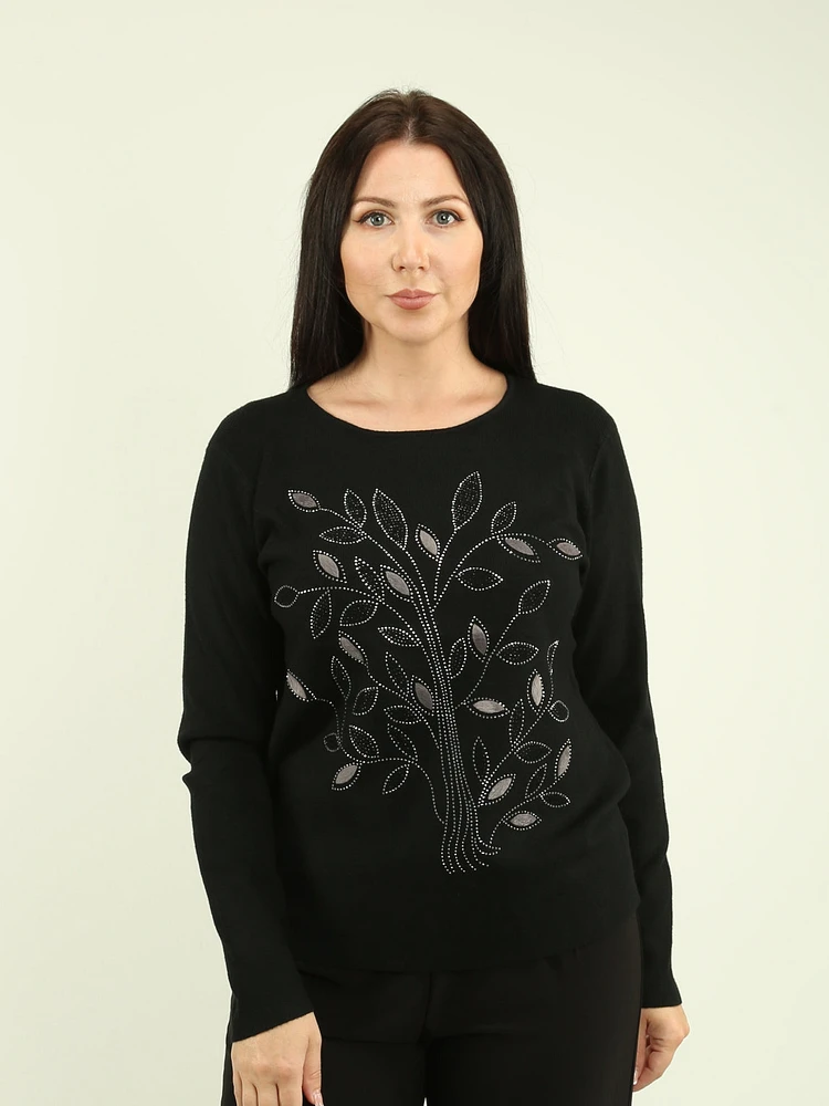 Rhinestone Leaf Sweater