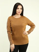 Rhinestone & Diamond Cut-Out Metallic Knit Sweater