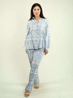 Satin Pajama Multi-Print 2-Piece Set