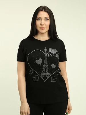 Rhinestone Paris & Heart Top