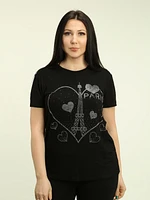 Rhinestone Paris & Heart Top