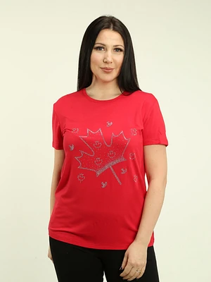 Rhinestone Maple Leaf Top
