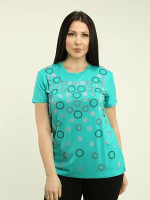 Rhinestone Circle Patterned Top
