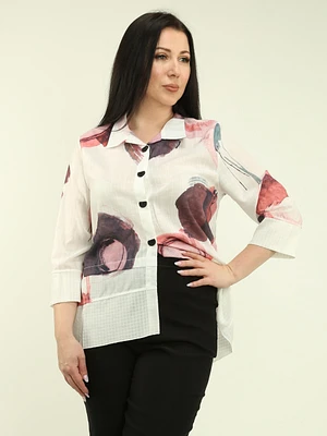 Asymmetrical Hem Printed Blouse