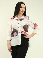 Asymmetrical Hem Printed Blouse