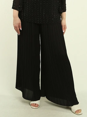 Solid Pleated Palazzo Pants