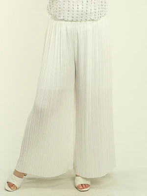 Solid Pleated Palazzo Pants
