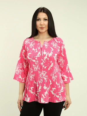 Pleated Tie Neck Blouse