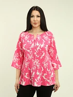 Pleated Tie Neck Blouse