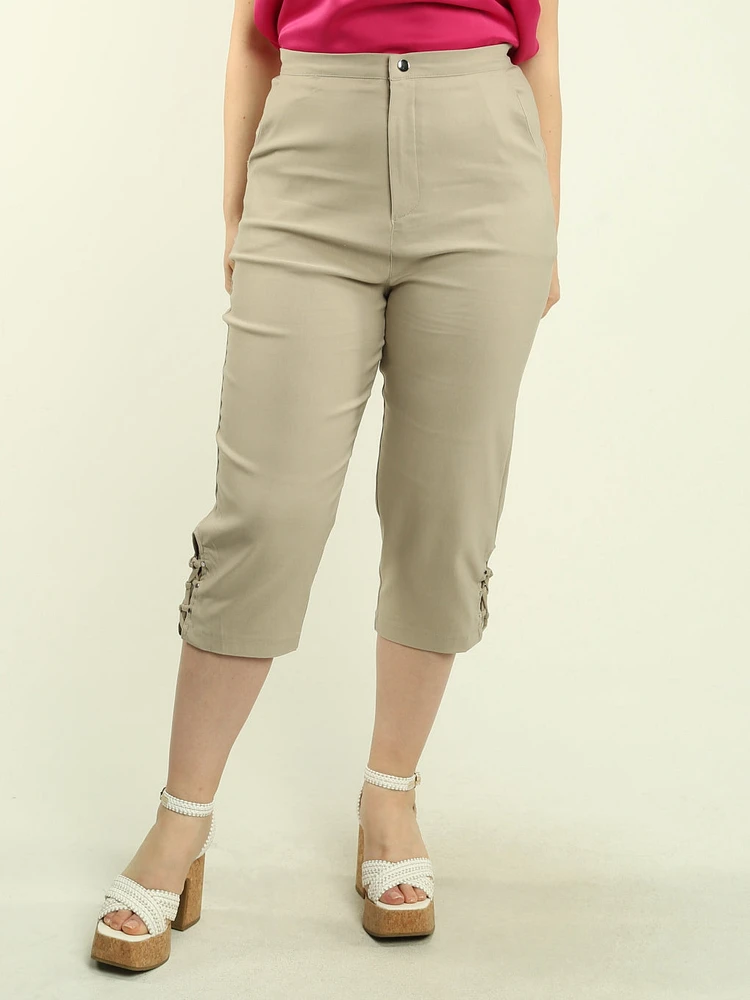 Slim Leg Lace-Up Capri Pants