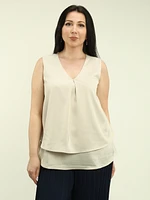 Satin V-Neck Layered Tank Top