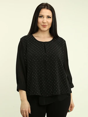 Rhinestone-Embellished Layered Blouse