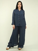 Solid Layered Blouse & Pant Set
