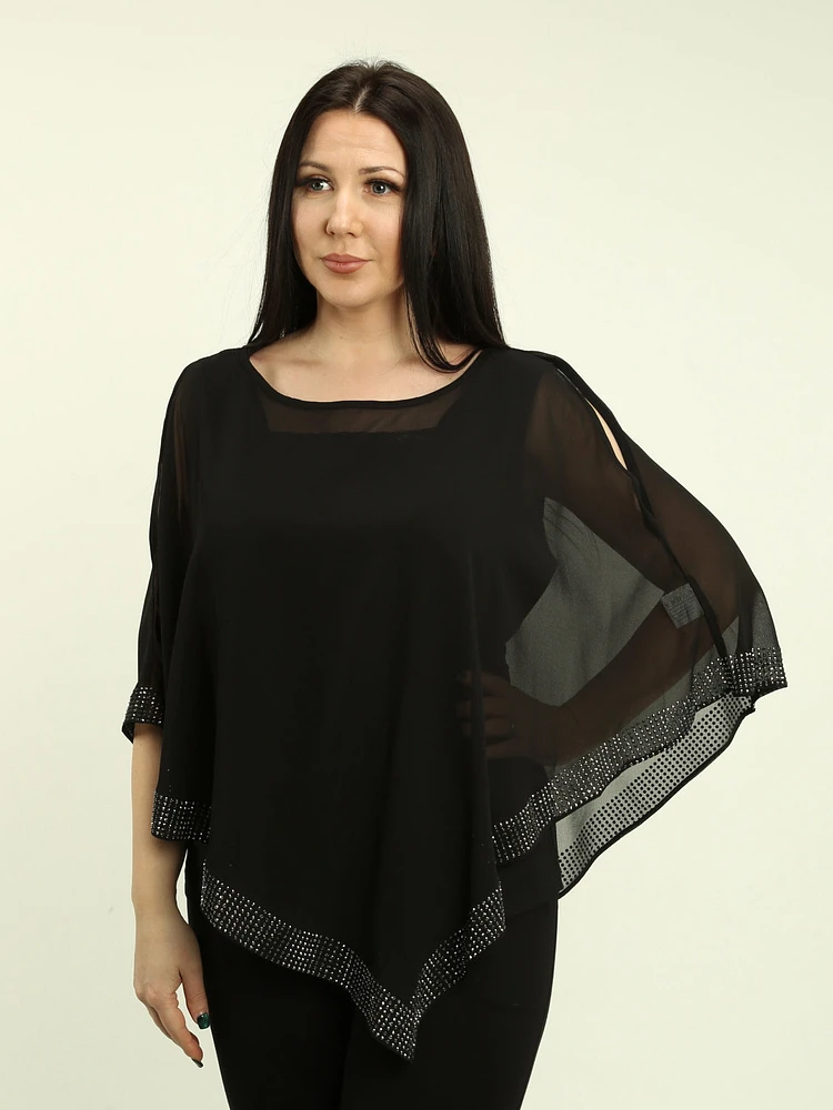 Embellished Asymmetric Pop-Over Cape