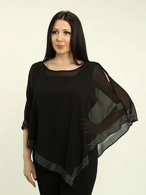 Embellished Asymmetric Pop-Over Cape