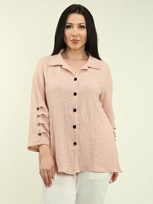 Textured Button-Down Blouse